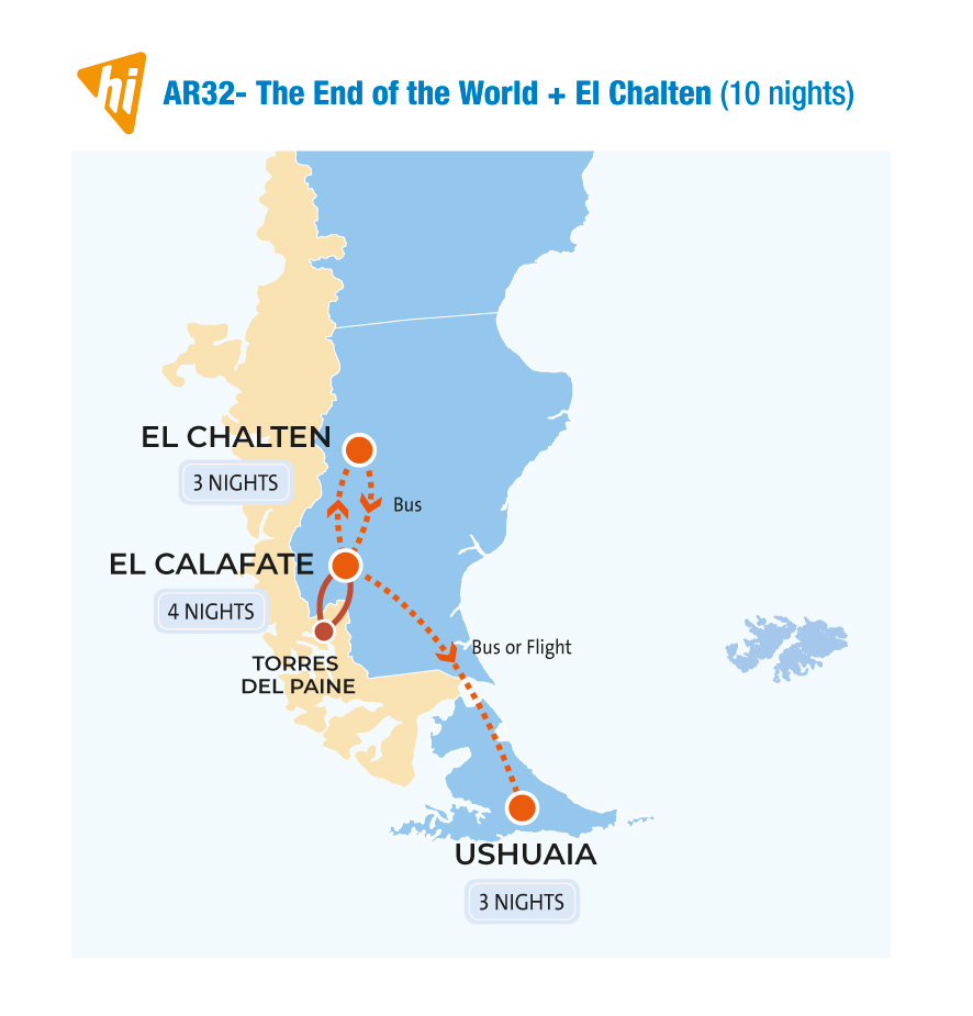 The End of the World + El Chalten w/Bus 